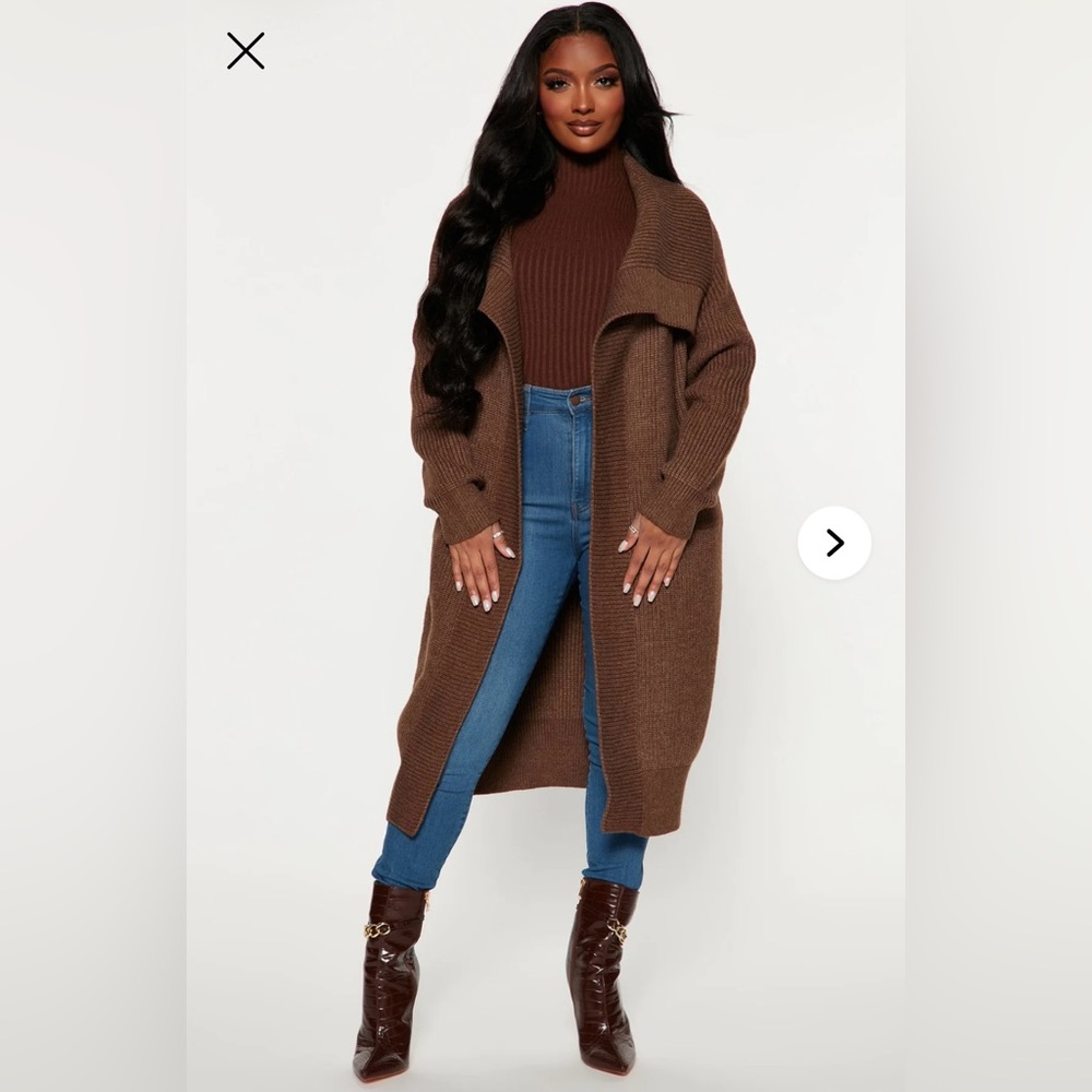 NWT Fashion Nova Elegant Brown Knit Cardigan